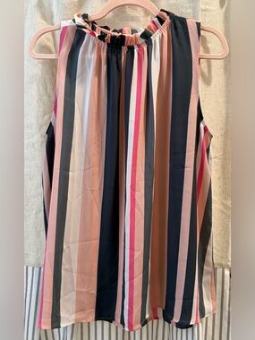 Loft Outlet Striped Sleeveless Women's Skirt - Pink, Gray & White